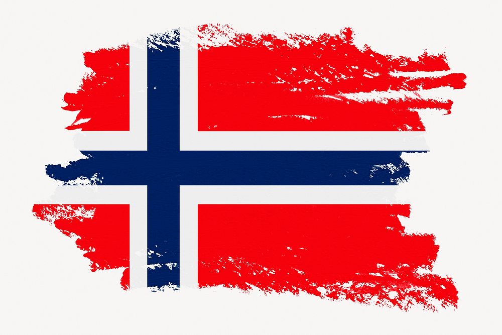 Flag of Norway, paint stroke design, off white background