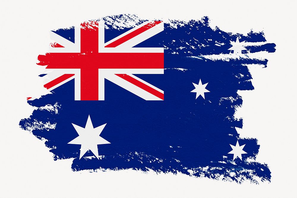 Flag of Australia, paint stroke design, off white background