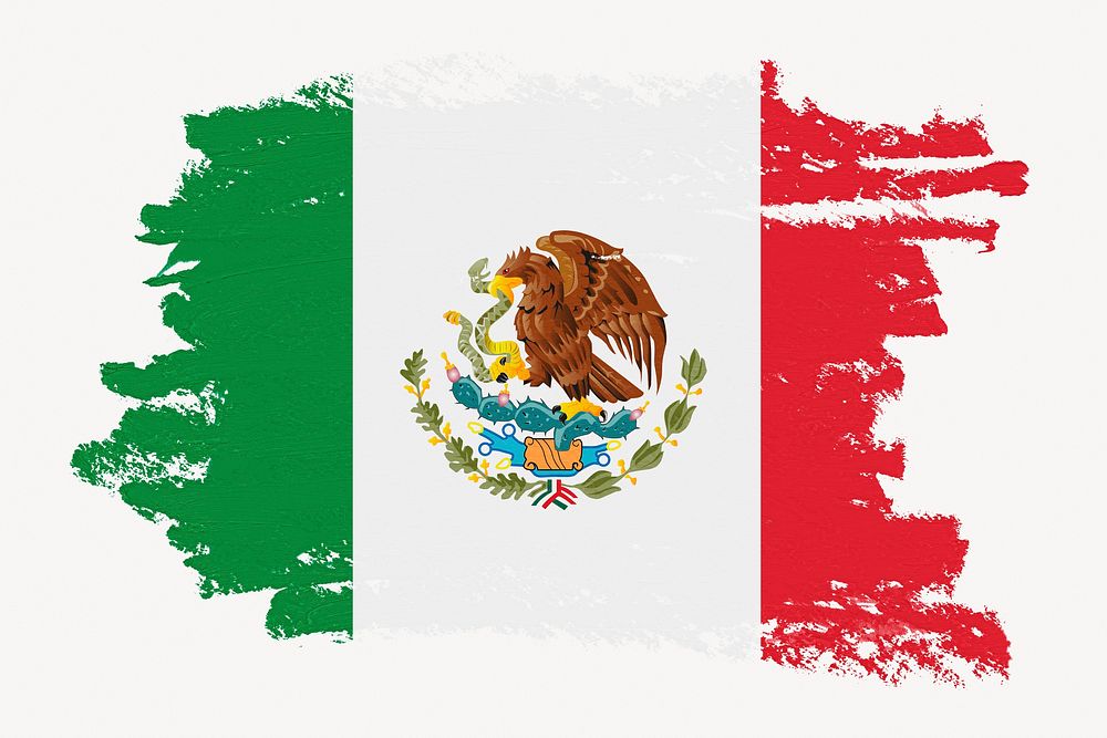 Flag of Mexico, paint stroke design, off white background