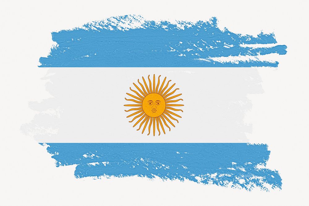 Flag of Argentina, paint stroke design, off white background