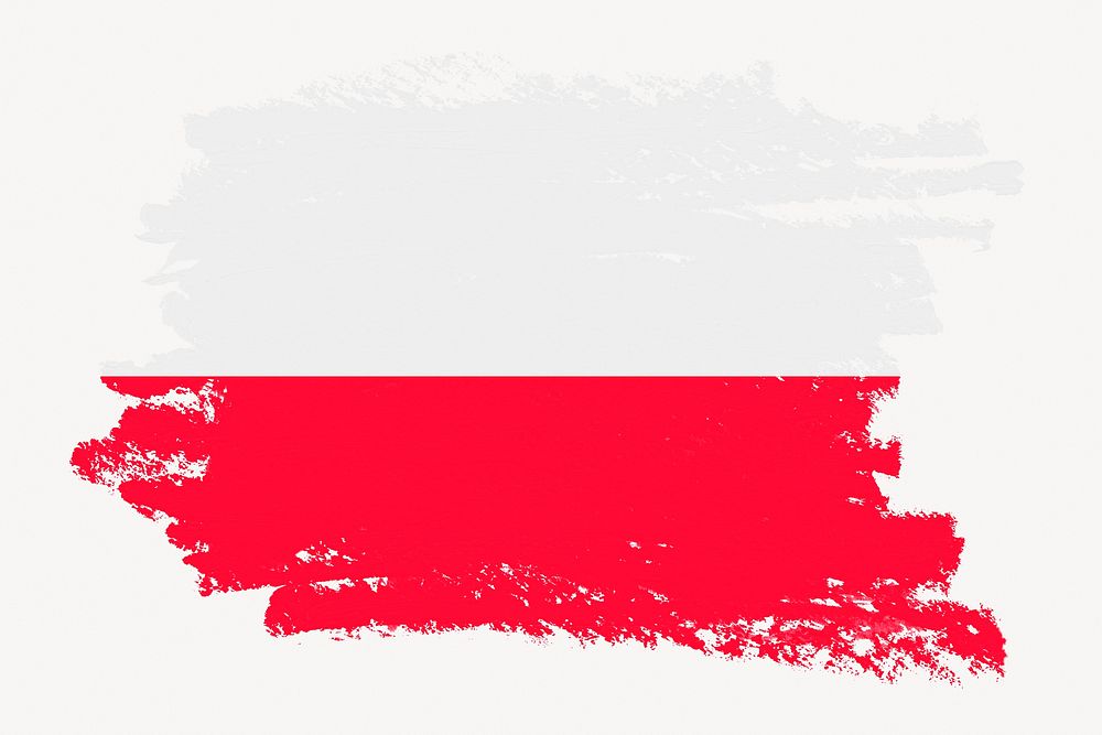 Flag of Poland, paint stroke design, off white background