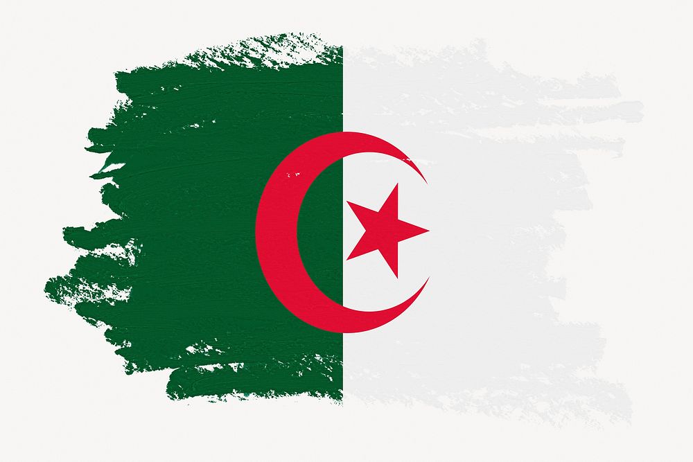 Flag of Algeria, paint stroke design, off white background