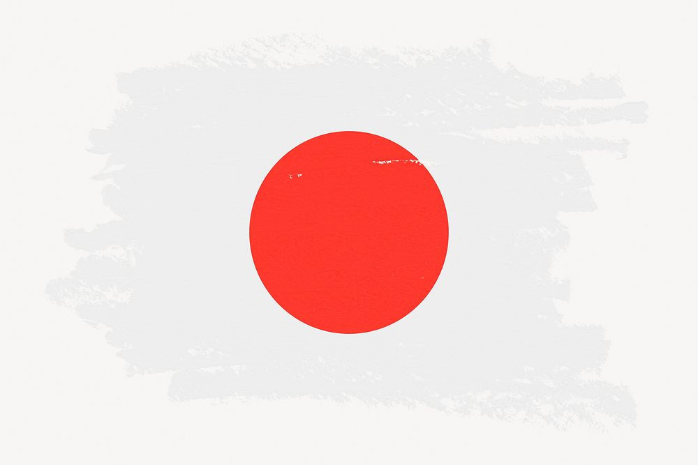 Flag of Japan, paint stroke design, off white background