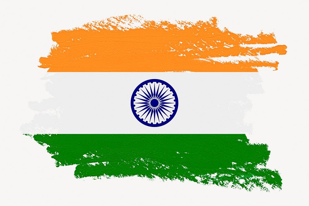 Flag of India, paint stroke design, off white background