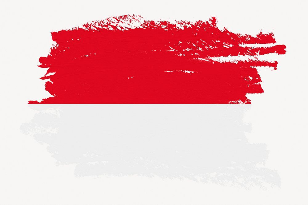Flag of Indonesia, paint stroke design, off white background