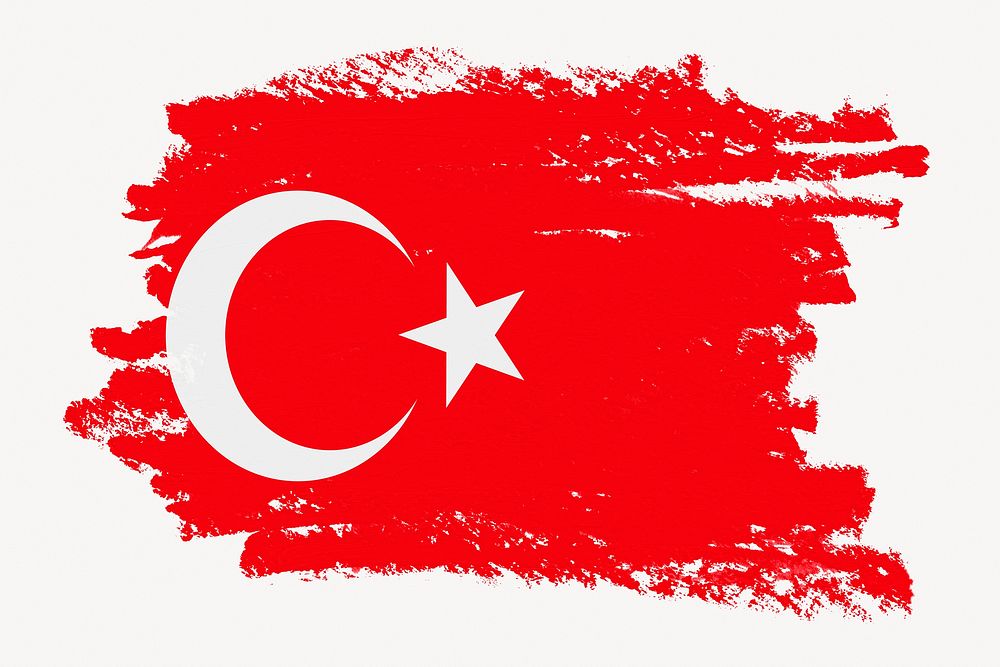 Flag of Turkey, paint stroke design, off white background