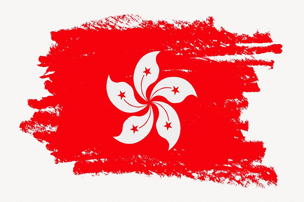 Hong Kong flag, paint stroke design, off white background