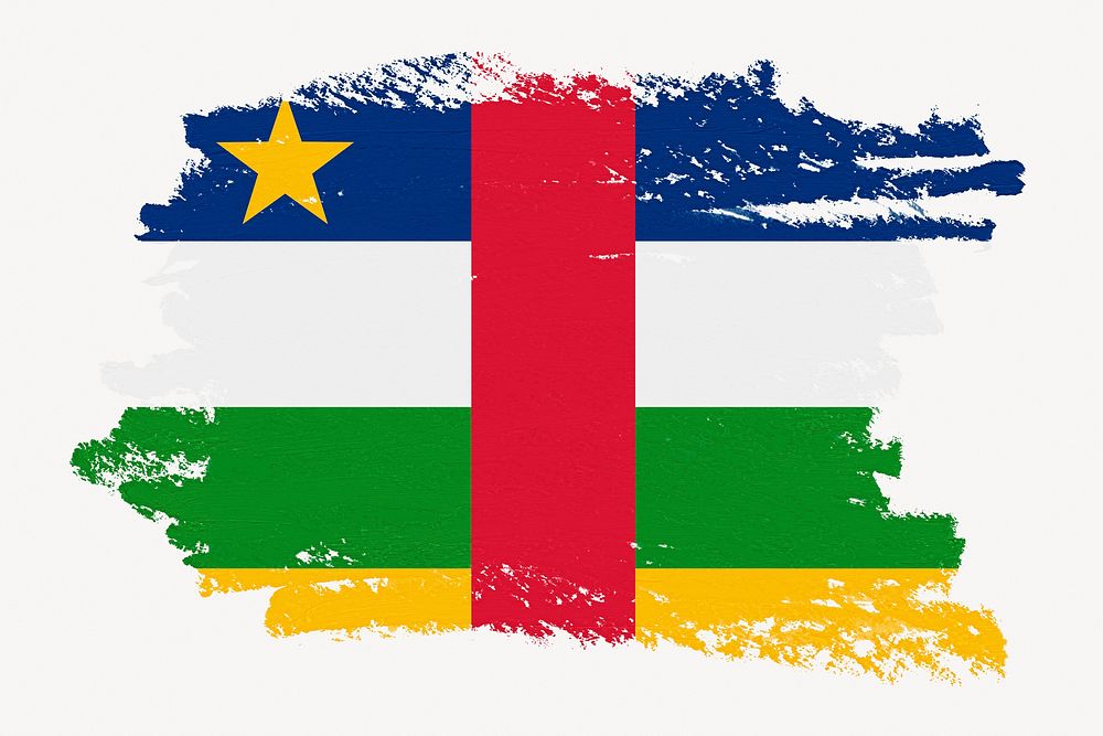 Flag of the Central African Republic, paint stroke design, off white background