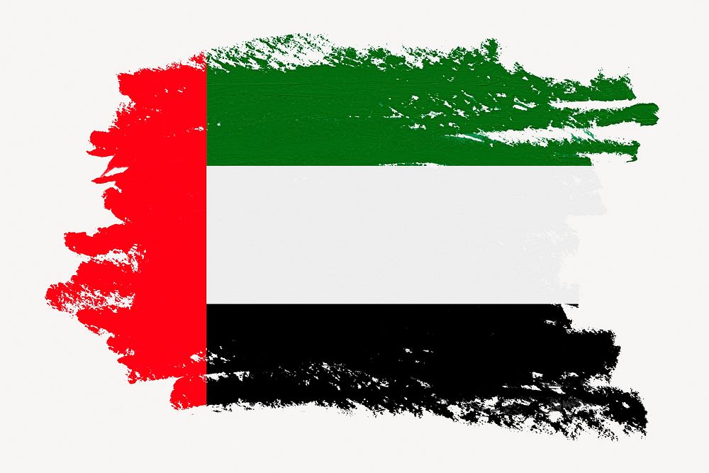 Flag of The United Arab Emirates, paint stroke design, off white background
