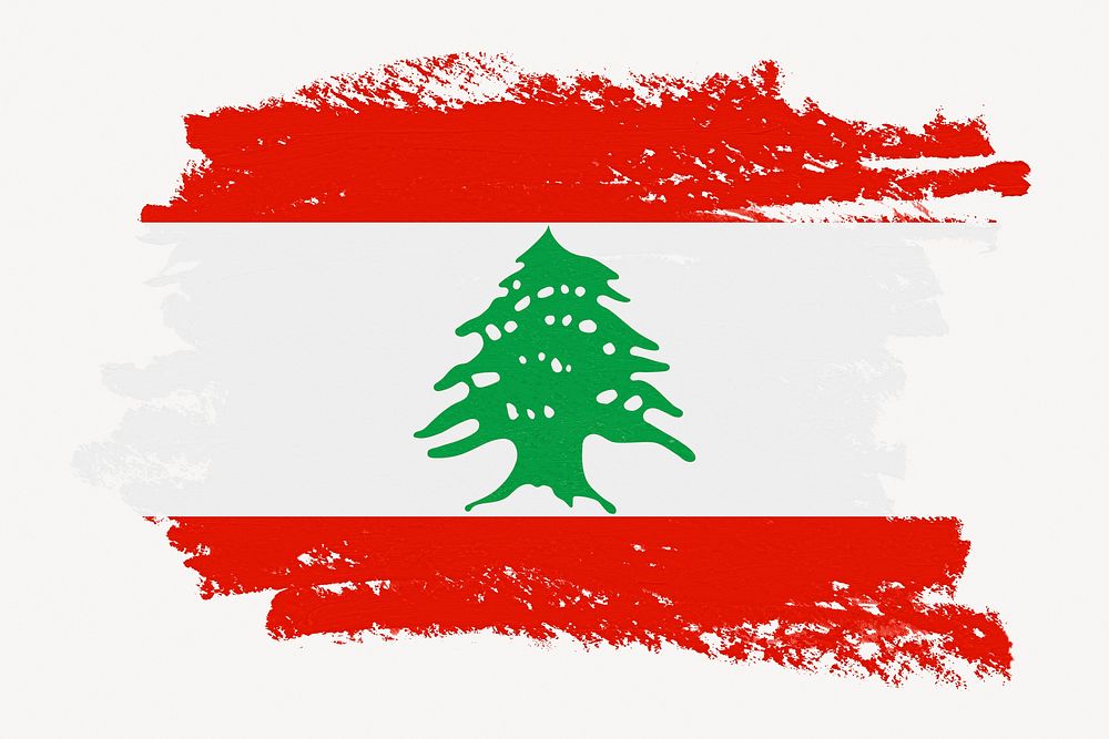 Flag of Lebanon, paint stroke design, off white background