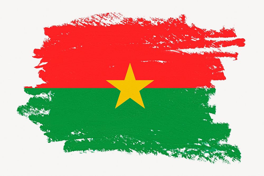 Burkina Faso flag, paint stroke design, off white background