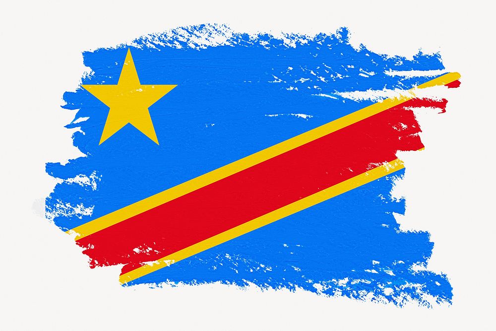 Congolese flag, paint stroke design, off white background