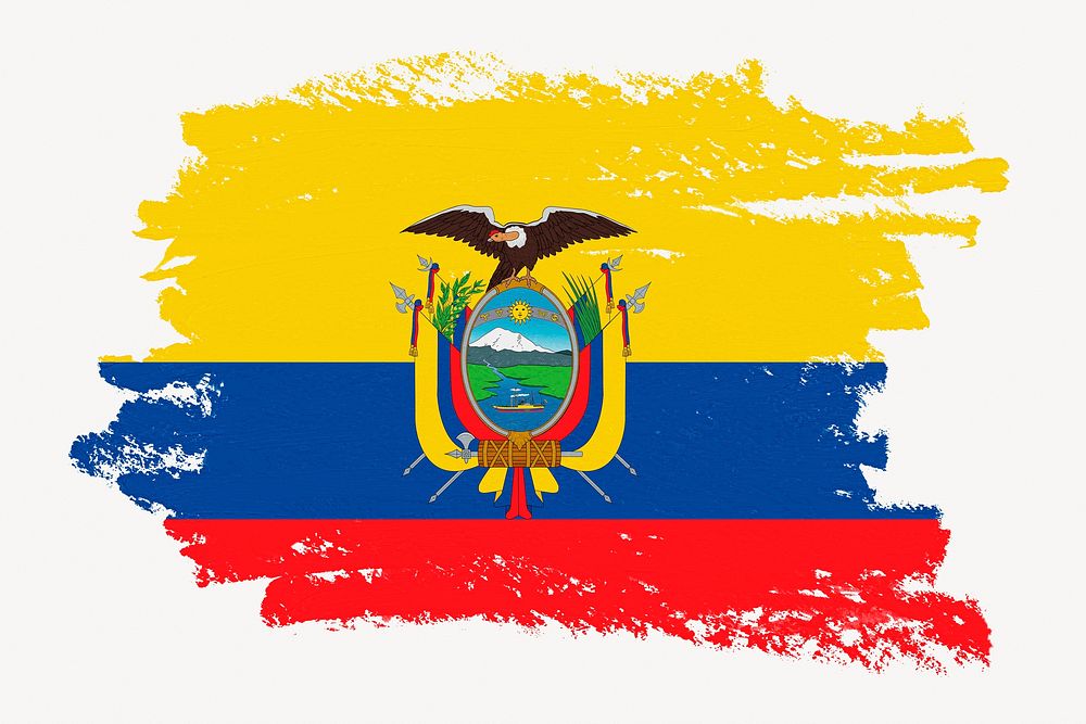 Ecuadorian flag, paint stroke design, off white background