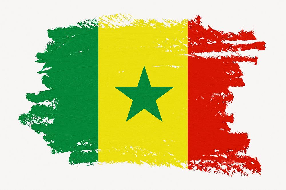 Flag of Senegal, paint stroke design, off white background