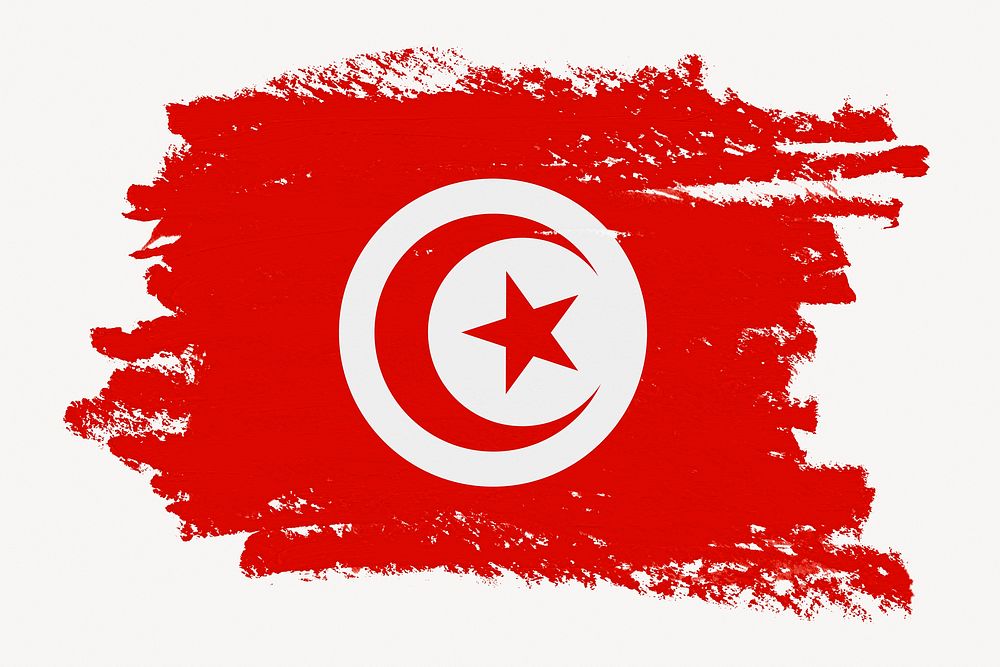 Flag of Tunisia, paint stroke design, off white background