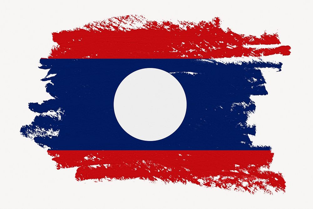 Flag of Laos, paint stroke design, off white background