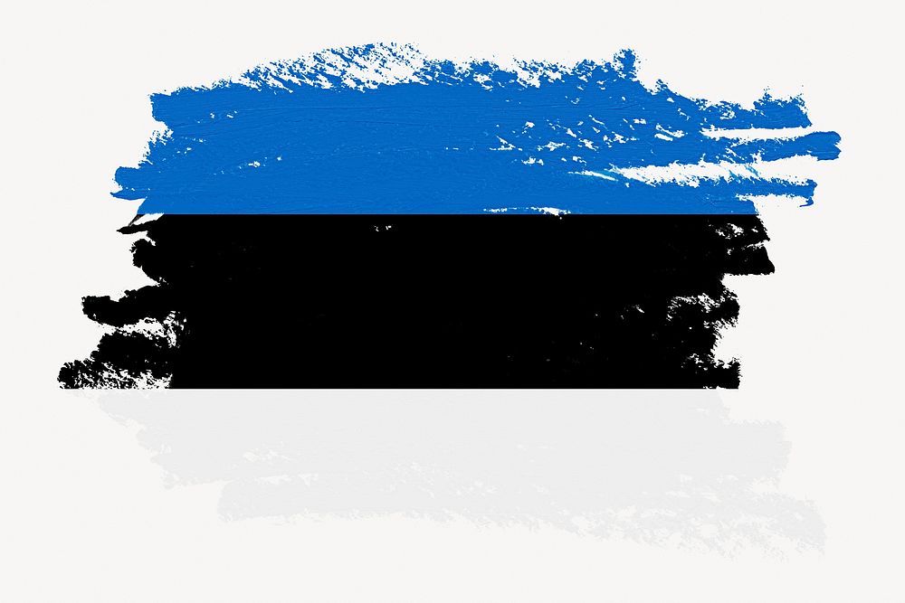 Estonian flag, paint stroke design, off white background