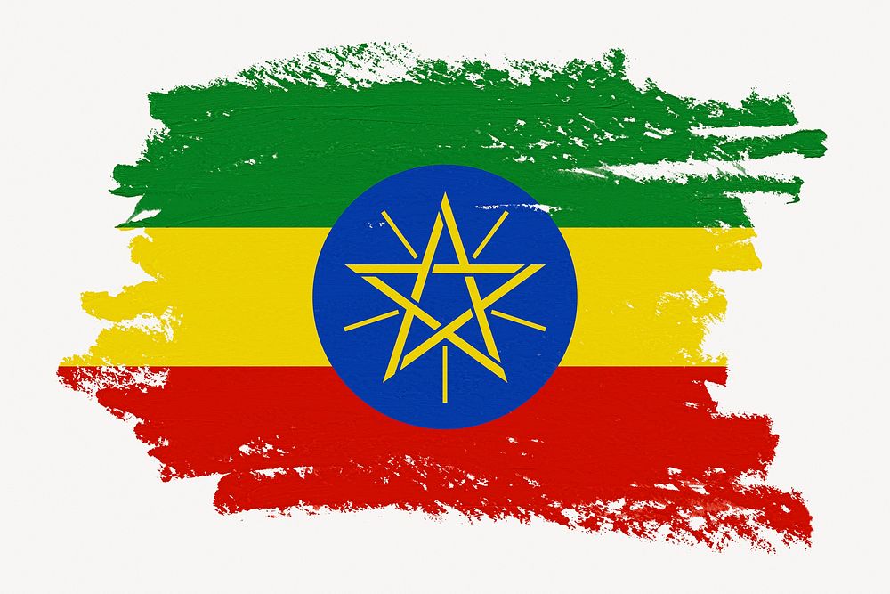 Flag of Ethiopia, paint stroke design, off white background