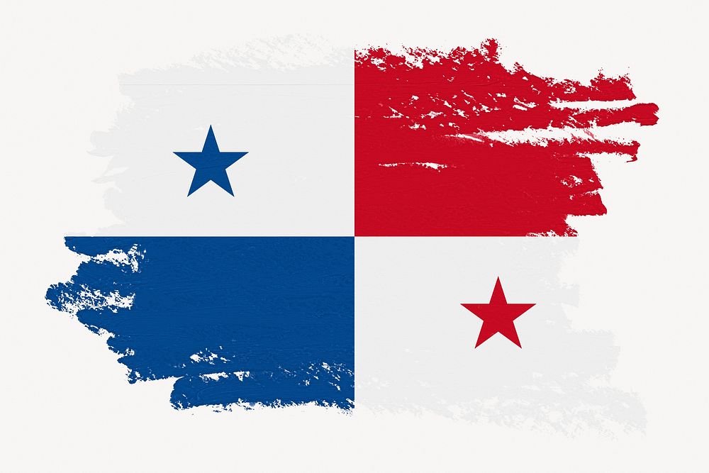 Flag of Panama, paint stroke design, off white background