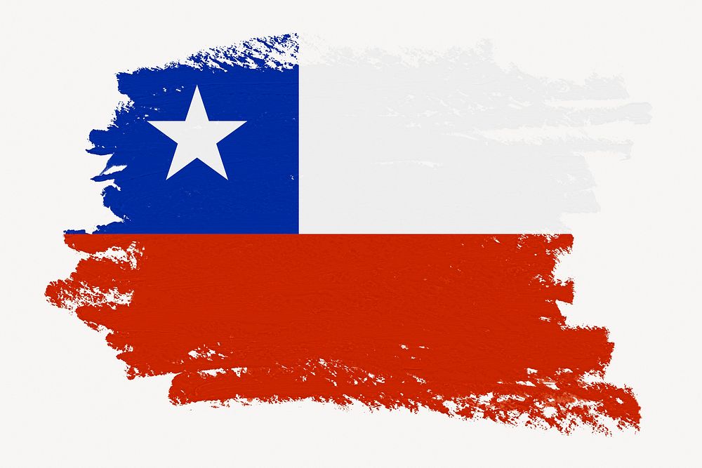 Flag of Chile, paint stroke design, off white background