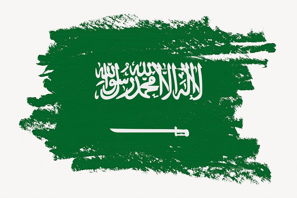 Flag of Saudi Arabia, paint stroke design, off white background