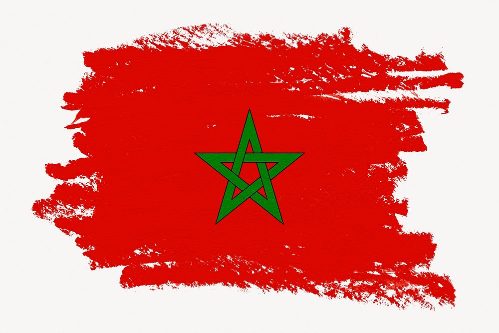 Flag of Morocco, paint stroke design, off white background