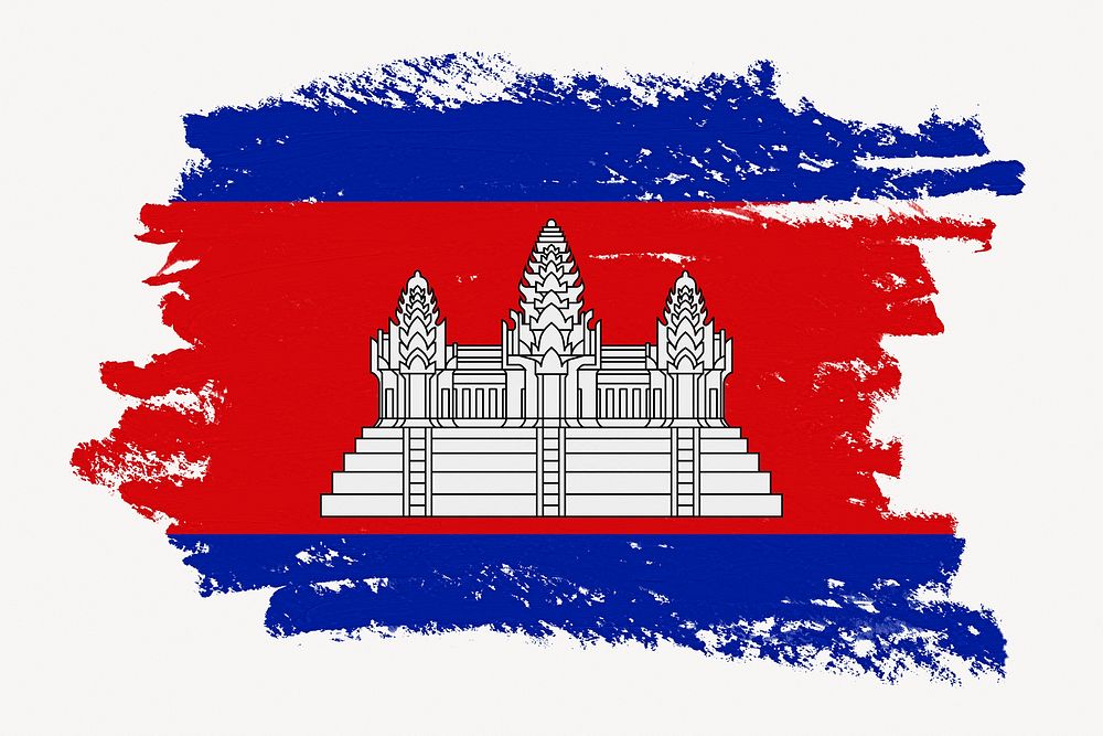 Flag of Cambodia, paint stroke design, off white background