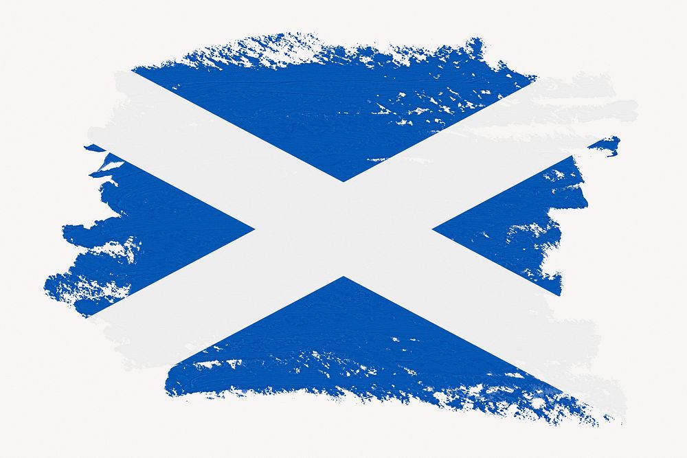 Flag of Scotland, paint stroke design, off white background