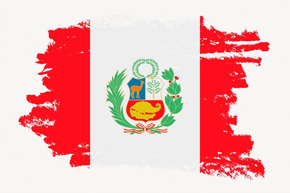Flag of Peru, paint stroke design, off white background