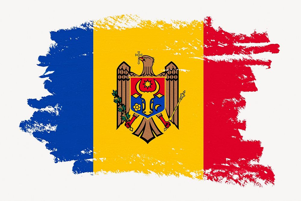 Moldovan flag, paint stroke design, off white background