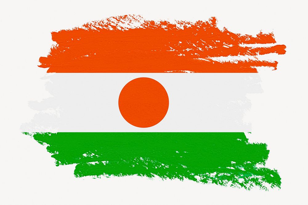 Nigerien flag, paint stroke design, off white background