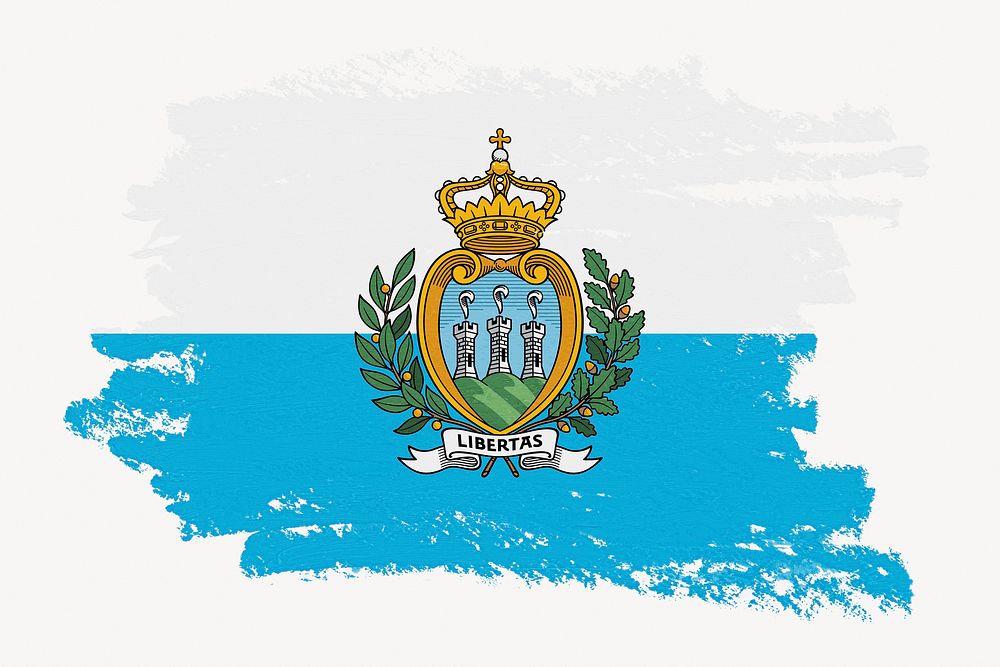 San Marino flag, paint stroke design, off white background