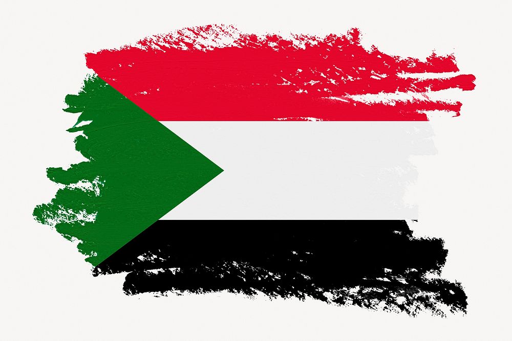 Sudan flag, paint stroke design, off white background