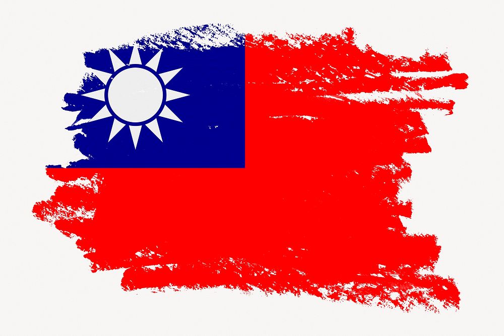Taiwanese flag, paint stroke design, off white background