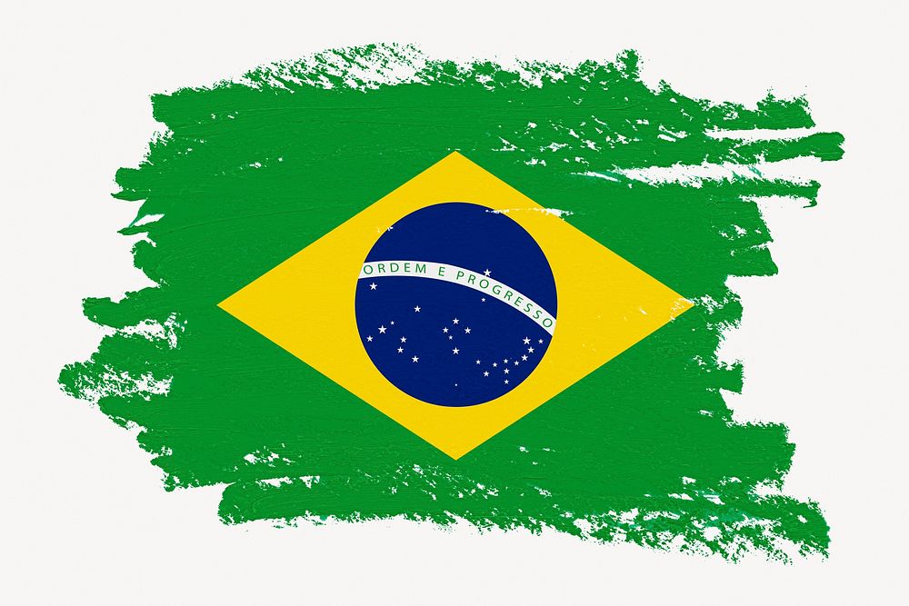 Flag of Brazil, paint stroke design, off white background