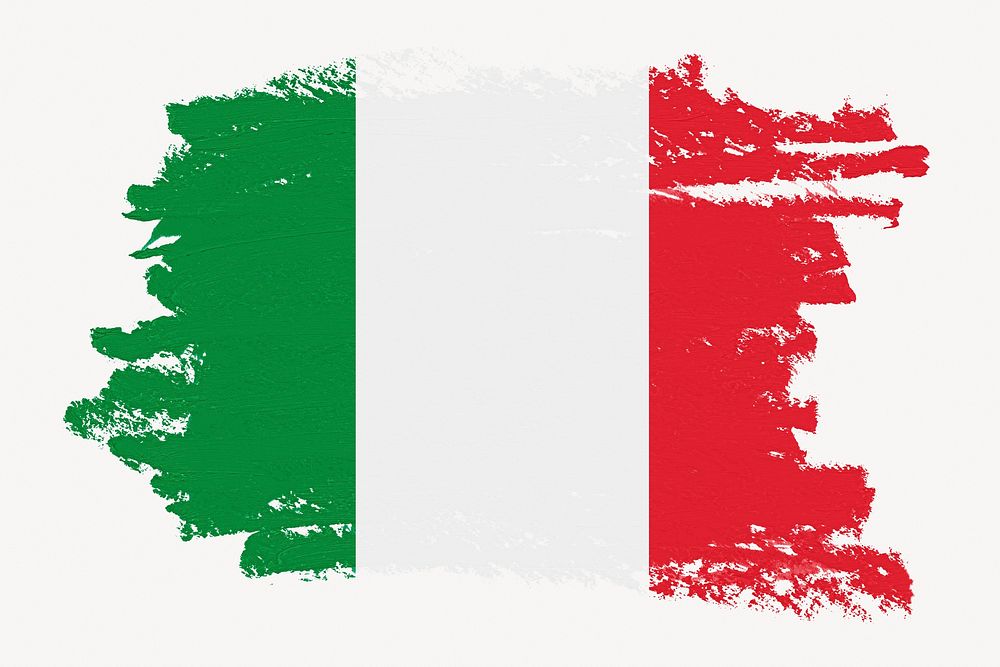 Italian flag, paint stroke design, off white background