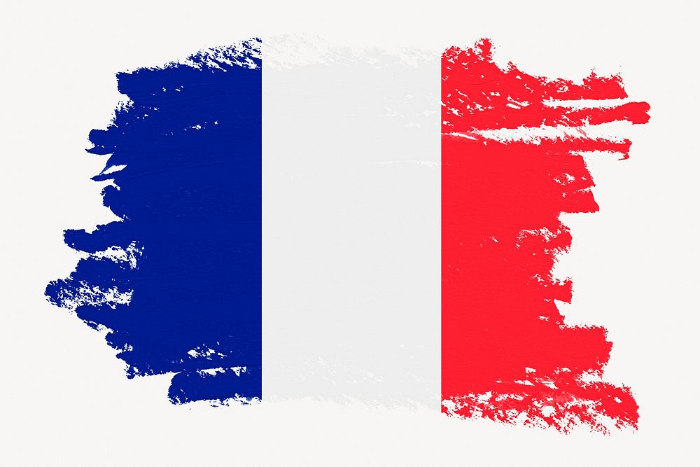 Flag of France, paint stroke design, off white background