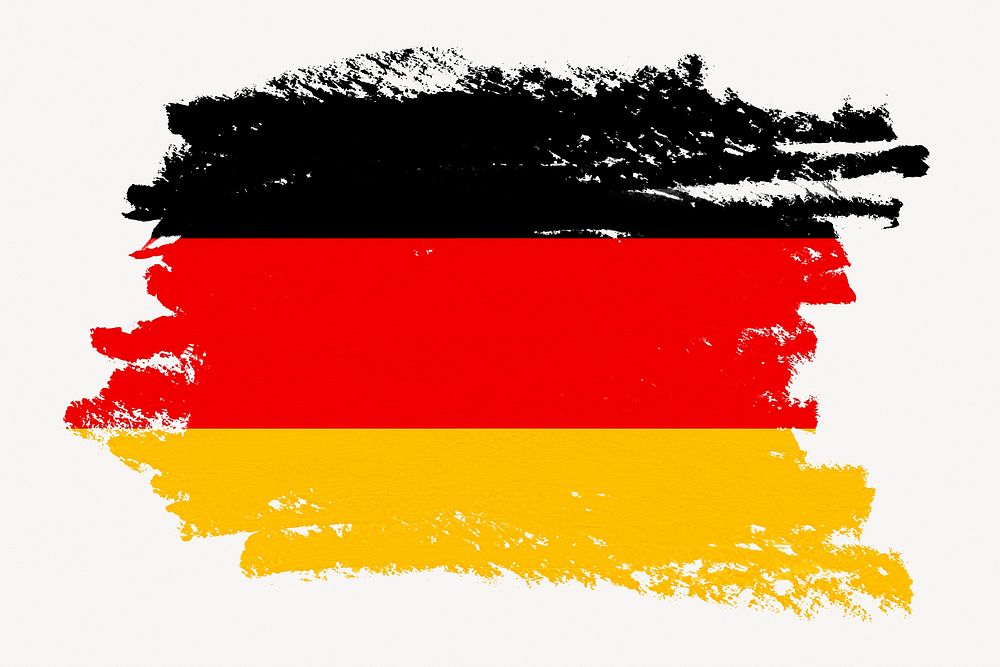 German flag, paint stroke design, off white background