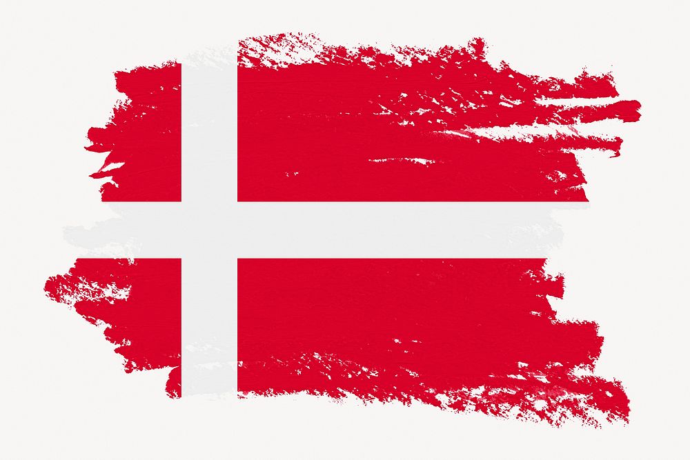 Flag of Denmark, paint stroke design, off white background