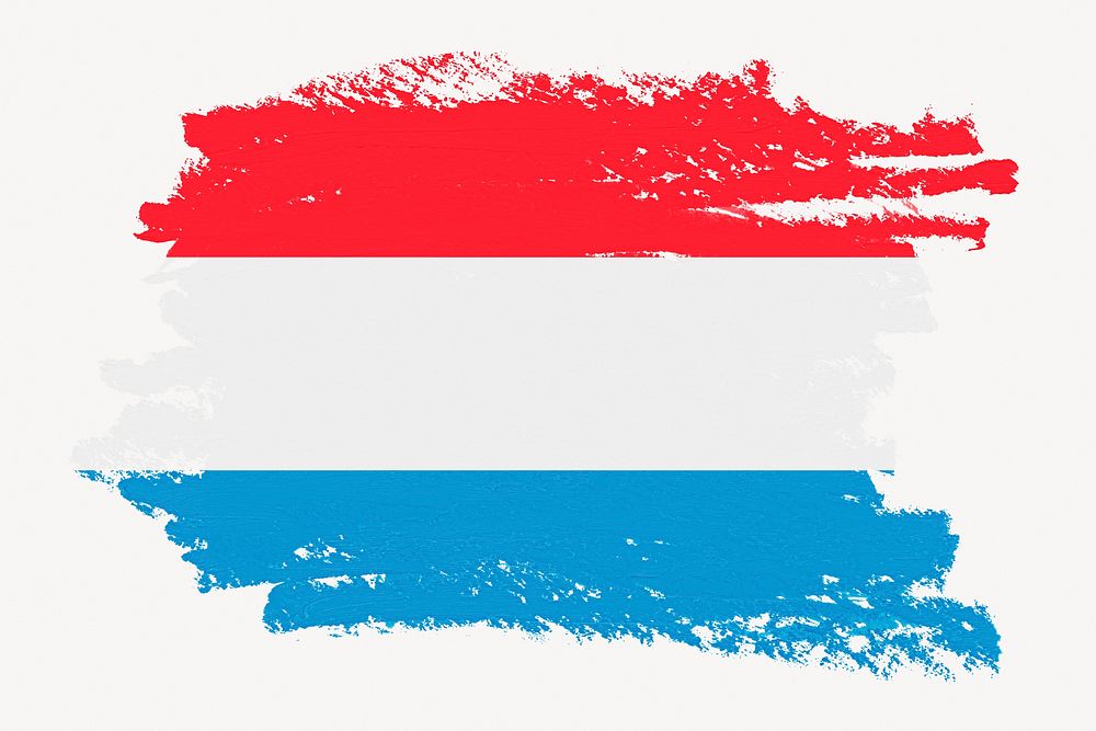 Luxembourg flag, paint stroke design, off white background
