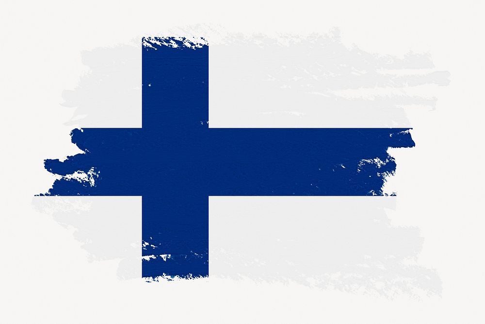 Flag of Finland, paint stroke design, off white background