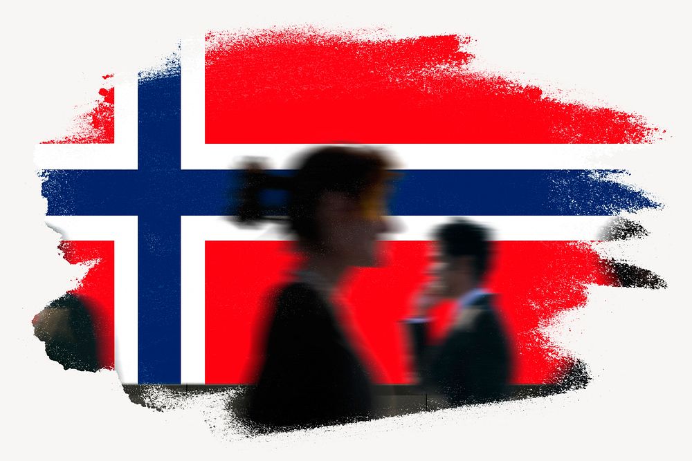 Iceland flag brush stroke, silhouette people