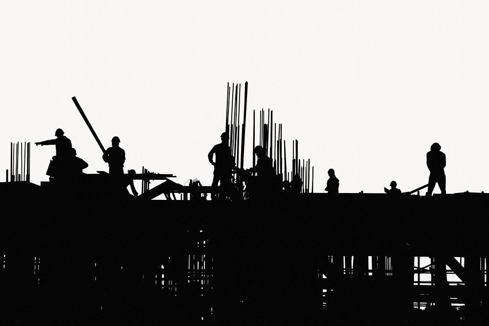 Construction silhouette border background, off white design