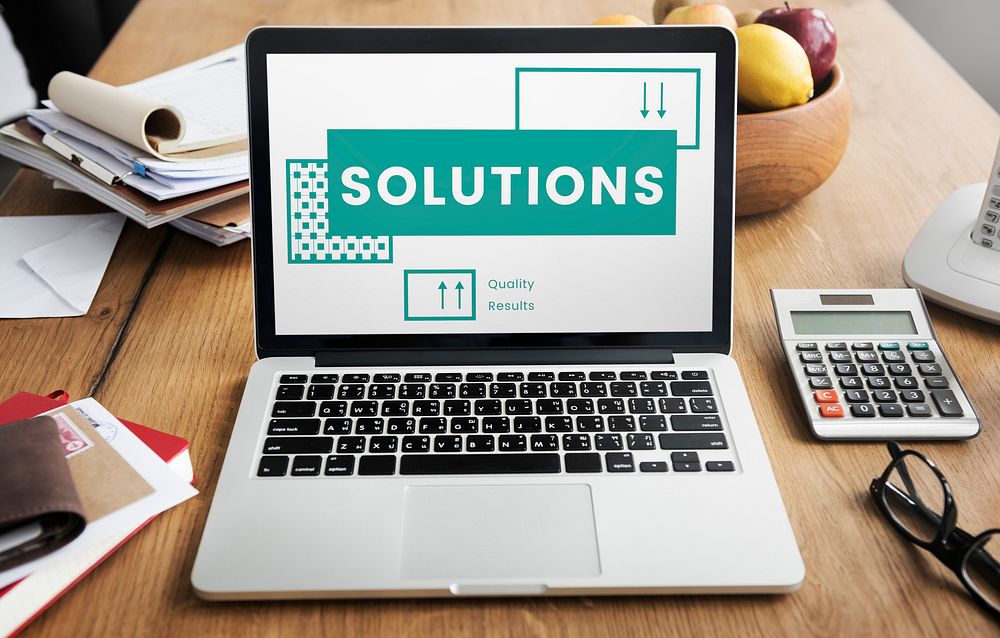 Business strategy plan management on laptop