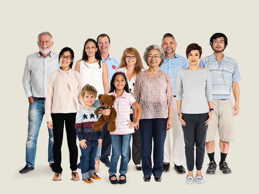 Diversity of People Generations Set Together Studio Isolated