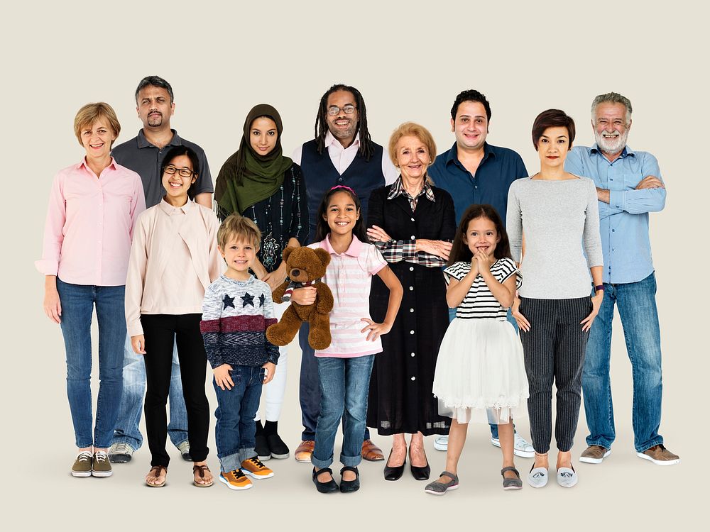 Diversity of People Generations Set Together Studio Isolated