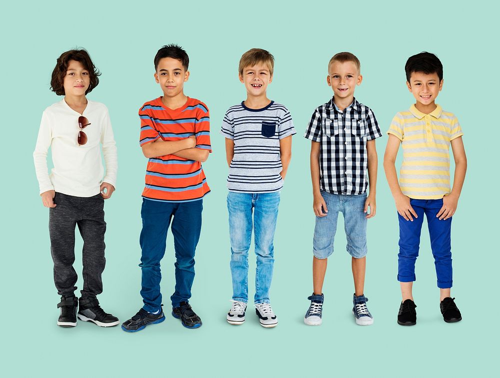 Diverse of Young Boys Children People Studio Isolated