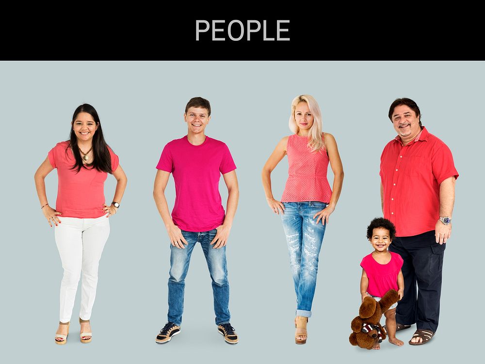 Diversity People Set Gesture Standing Together Studio Isolated