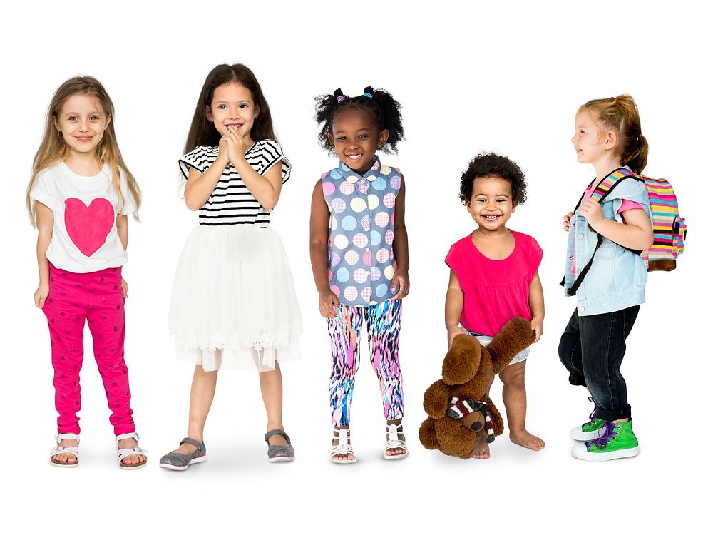 Diverse of Young Girls Children People Studio Isolated
