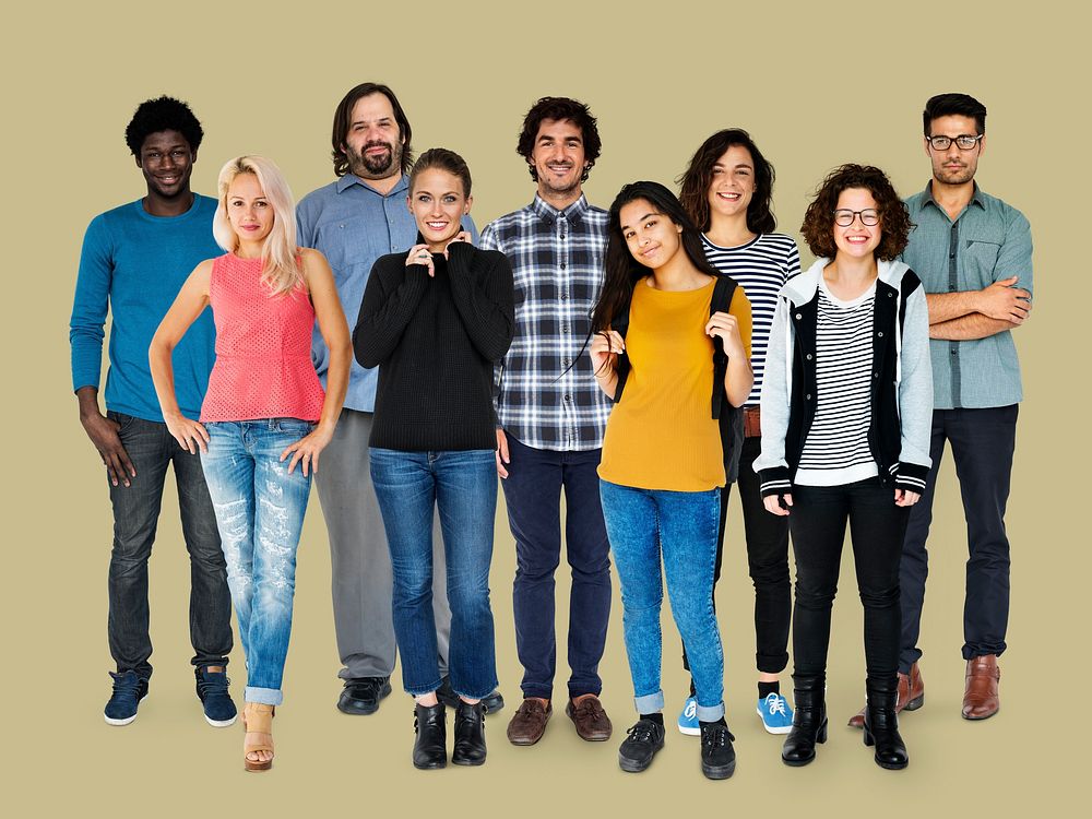 Group of Diversity People Together Set Studio Isolated